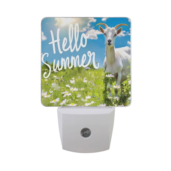 Hello Summer Goat and Sky Night Light 2 Pack LED Nightlight Plug into Wall Dusk to Dawn Sensor Soft White