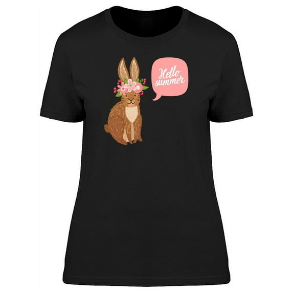 Hello Summer Happy Bunny T-Shirt Women -Image by Shutterstock, Female Medium