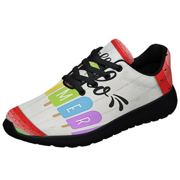 Hello Summer Ice Cream Watermelon Shoes Sneakers Black Size 4.5