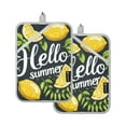 thumbnail image 1 of Hello Summer Lemon Leaf Oven Mitts 2 Pcs Pot Holders Sets Heat Resistant for Kitchen Cooking Baking 7"x9.8", 1 of 7
