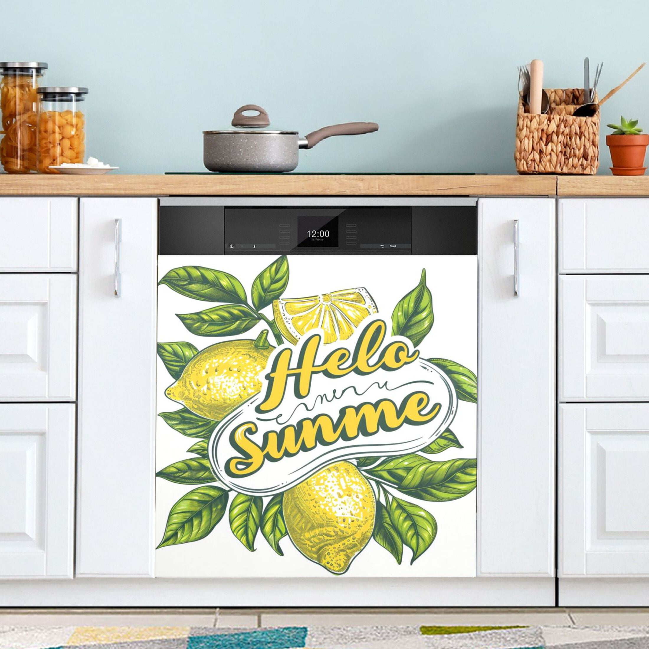 Hello Summer Lemon Dishwasher Cover Refrigerator