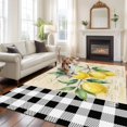 thumbnail image 1 of Hello Summer Lemons Large Area Rugs 6x9 ft Farmhouses Fruits Black Plaid Retro Letter Washable Rug Non Slip Indoor Carpet Absorbent Floor Mat for Living Room Bedroom Dining Room, 1 of 9
