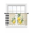 thumbnail image 1 of Hello Summer Lemons Sheer Curtains 2 Panels Set Farmhouses Fruits Black Plaid Retro Letter Sheer Window Curtains Light Filtering Rod Pocket Voile Drapes for Bedroom Living Room 52"x45", 1 of 8