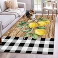 thumbnail image 1 of Hello Summer Lemons Washable Area Rugs 2.7'x5', Farmhouses Fruits Black Plaid Wood Grain Low Pile Throw Living Room Rug Non-Slip Sturdy Edge Binding Carpet for Indoor Entryway Bedside Kitchen, 1 of 9