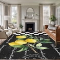 thumbnail image 1 of Hello Summer Lemons Washable Living Room Rugs 5'x7', Farmhouses Fruits Black White Checkered Low Pile Throw Large Area Rugs Non-Slip Sturdy Edge Binding Carpet for Dining Room Bedside Kitchen, 1 of 9