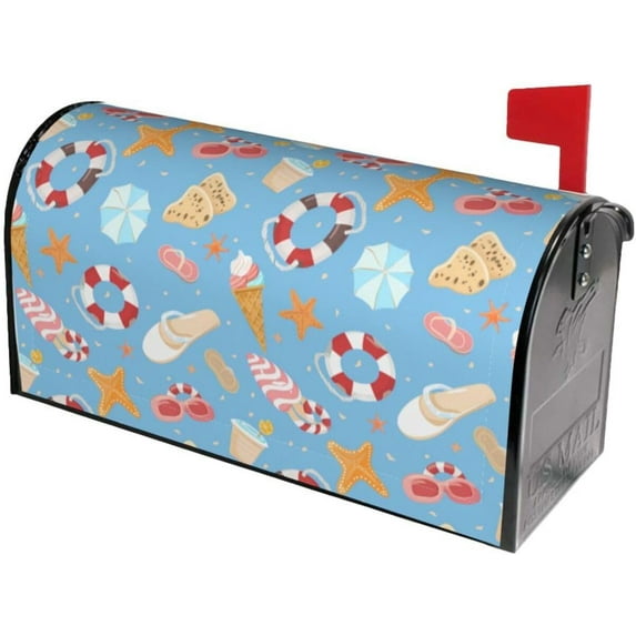Hello Summer Mailbox Covers, Magnetic Post Box Cover Wraps Large Size 25.5x21 in for Garden Yard Decor