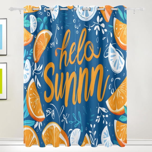 Hello Summer Oranges Black Out Curtains 84 Inch Length Curtains for Sliding Glass Doors Bedroom Living Room 2 Pack