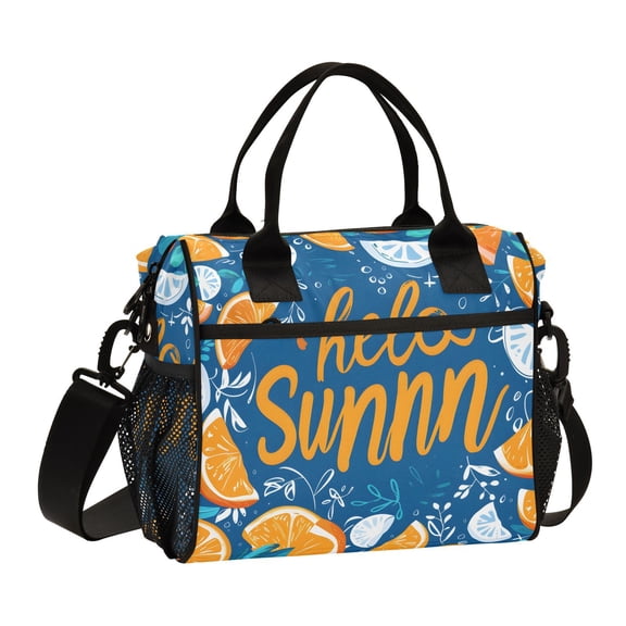 Hello Summer Oranges Cooler Bag Lunch Bag Soft Cooler Cooling Tote Insulated Lunch Box for Adult Men Women