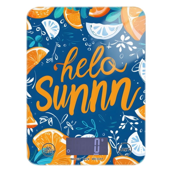 Hello Summer Oranges Food Scale Digital Kitchen Scale Waterproof Tempered Glass Tare Function 11 lb for Baking Cooking Meal Prep