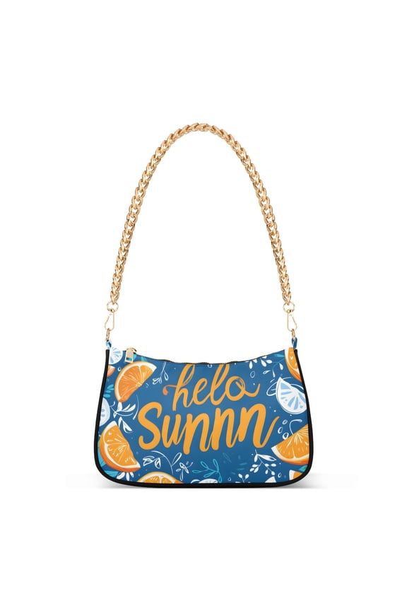 Hello Summer OrangesWomen Small Shoulder Bag Crossbody Tote Hobo Bags Purse Clutch Handbags with Chain Strap for Women