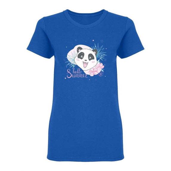 Hello Summer Panda Shaped T-Shirt Women -Image by Shutterstock, Female Large