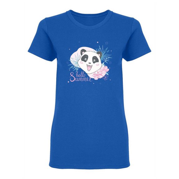 Hello Summer Panda Shaped T-Shirt Women -Image by Shutterstock, Female Medium