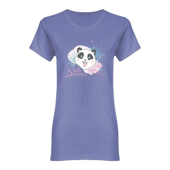 Hello Summer Panda Shaped T-Shirt Women -Image by Shutterstock, Female XX-Large
