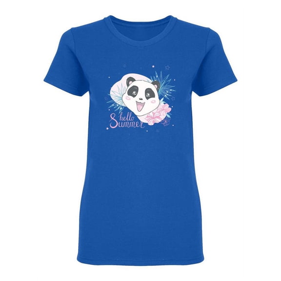 Hello Summer Panda Shaped T-Shirt Women -Image by Shutterstock, Female XX-Large
