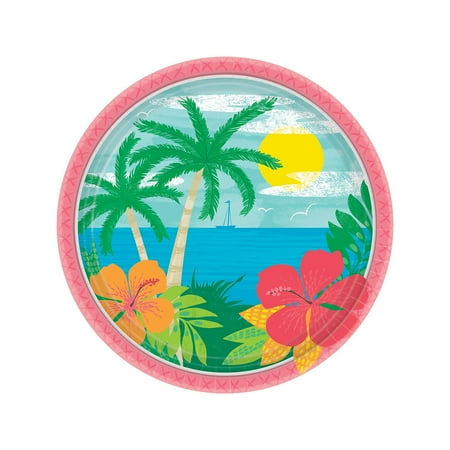 Amscan Summer Vibes Paper Plates, 7", Multicolor, Pack Of 60 Plates