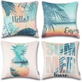 thumbnail image 1 of Hello Summer Pillow Covers 18x18 Beach Theme Decorative Throw Pillow Covers for Home Patio Party Decor 18x18, Set of 4, 1 of 6