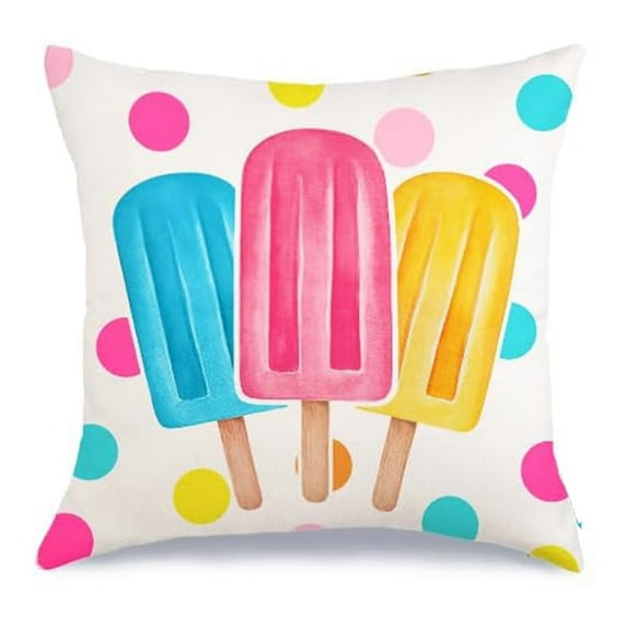 Hello Summer Pillow Covers, Popsicles Flamingo Swim Ring Pool Party Sweet Summer Time Farmhouse Decorative Throw Pillowcases for Home Sofa Couch Decoration