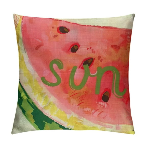 Hello Summer Pillow Covers Watermelon Pattern Design Pillow Covers Rustic Farmhouse Outdoor Throw Pillow Covers Summer Decor for Sofa Bed Sofa Couch (HS-Summer)