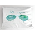 thumbnail image 1 of Hello Summer Pillow Sham Image of Watercolor Style Sunglasses and Motivational Phrase and Speckles, Decorative Standard Queen Size Printed Pillowcase, 30 X 20 Inches, Sky Blue Green, by Ambesonne, 1 of 2