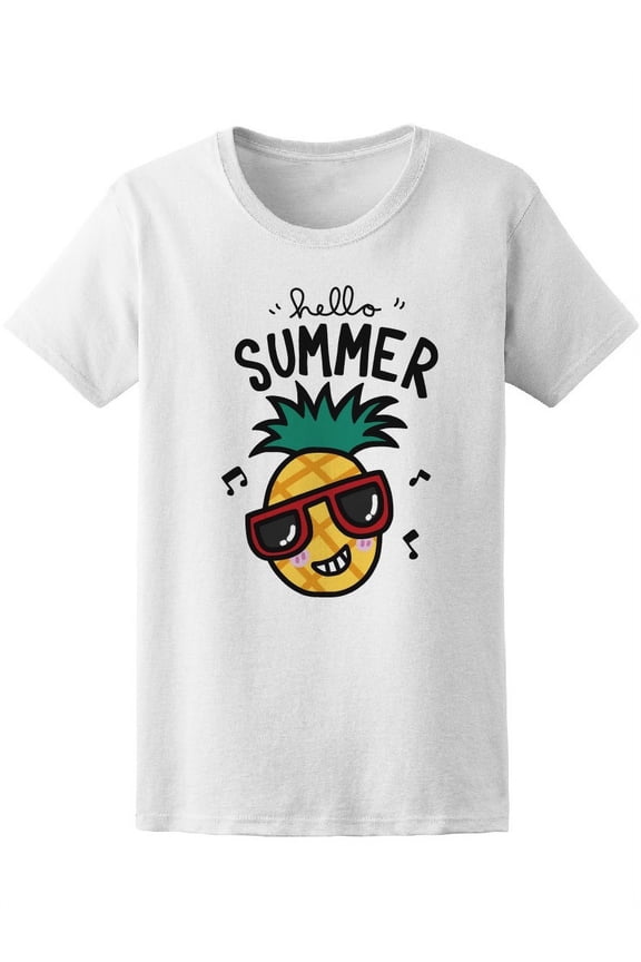 Hello Summer Pineapple Dancing T-Shirt Women -Image by Shutterstock, Female Large