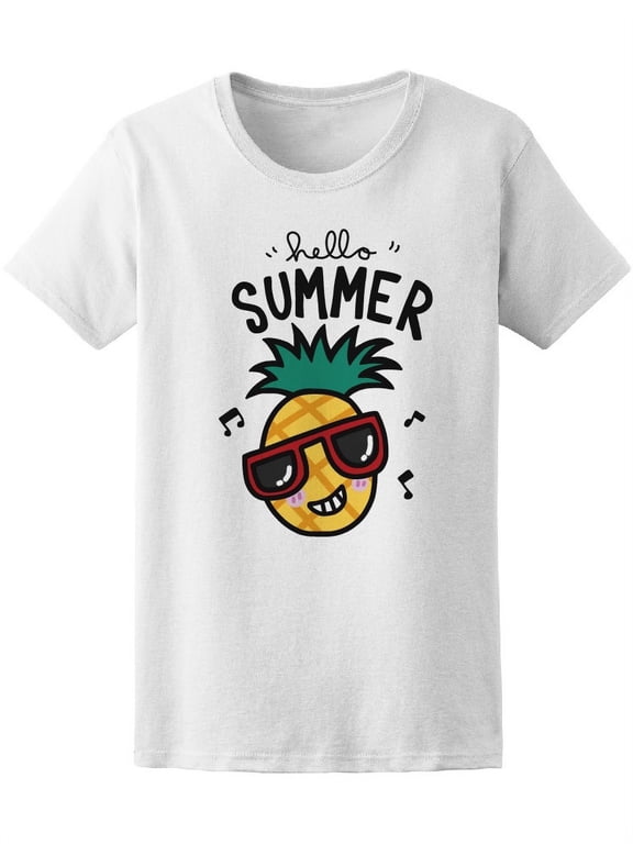 Hello Summer Pineapple Dancing T-Shirt Women -Image by Shutterstock, Female Small