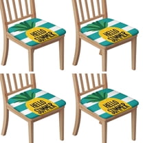 Hello Summer Pineapple Seat Covers for Dining Room Chairs Set Of 4,Stretch Printed Washable Chair Seat Cover with Elastic Ties and Button,Removable Waterproof Couch Cushion Covers