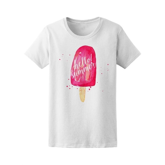 Hello Summer Pink Ice Cream Pop T-Shirt Women -Image by Shutterstock, Female XX-Large