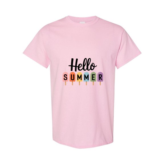 Hello Summer Popsicle Colorful Family Vacation Graphic T-Shirt, for men & women, up to size 5XL