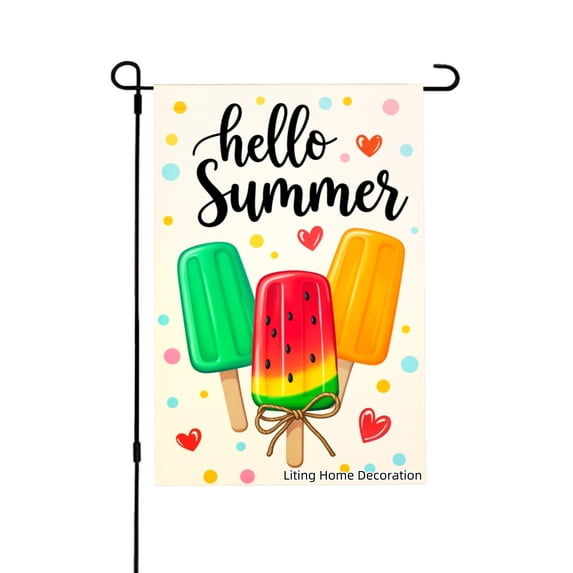 Hello Summer Popsicles Garden Flag For Home Outdoor Garden Yard Decor 12x18 Inch