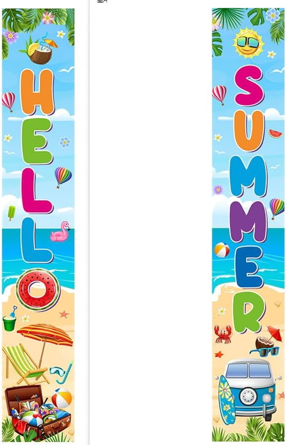 Hello Summer Fence Banner – Tropical Hawaiian Beach Yard Sign For Outdoor Decor, 98x20 Inch, Easy To Hang