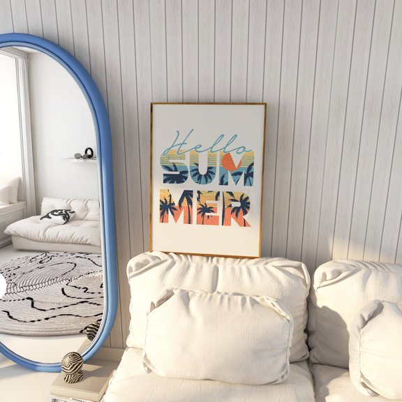Hello Summer Poster, Beachy Poster, Modern Summer Poster, Palm Trees Posters, Summer Sunsets Art, Summer Beach House Wall Decor, Unframed Poster Size 8x12