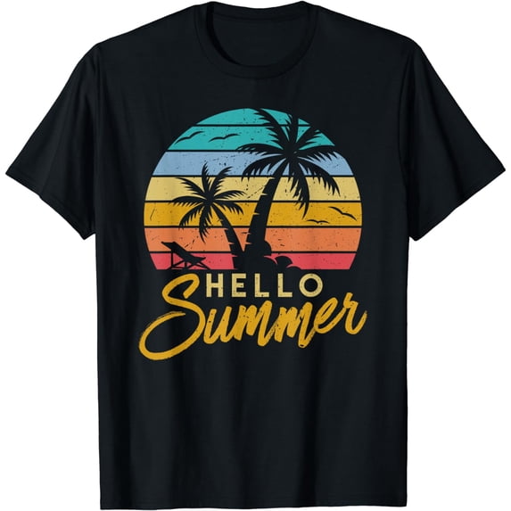 Hello Summer Retro Beach Vacation T-Shirt