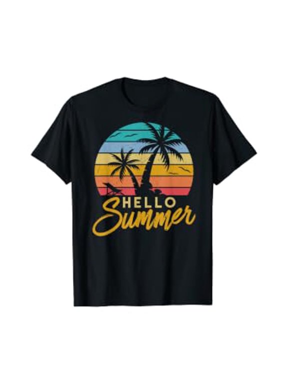 Hello Summer Retro Beach Vacation T-Shirt