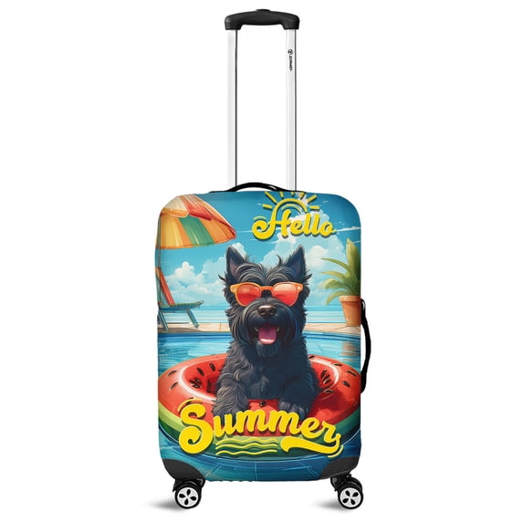 Hello Summer Scottish Terrier Pool Day on Watermelon Float Travel Luggage Cover Scottie Dog Lover Gifts Suitcase Dust Protective Decor - 13008
