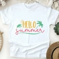 thumbnail image 1 of Hello Summer Shirt – Fun Tropical Palm Tree Graphic Tee, White, Size S, 1 of 6