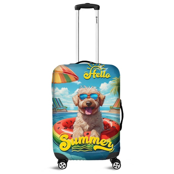 Hello Summer Soft Coated Wheaten Terrier Pool Day on Watermelon Float Travel Luggage Cover Wheatie Dog Lover Suitcase Dust Protective Decor - 13008