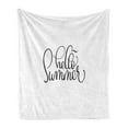 thumbnail image 1 of Hello Summer Soft Flannel Fleece Blanket, Calligraphy Handwritten Lettering Illustration in Black Vintage Swirly Style, Cozy Plush for Indoor and Outdoor Use, 50" x 70", Black White, by Ambesonne, 1 of 5