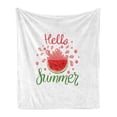 thumbnail image 1 of Hello Summer Soft Flannel Fleece Throw Blanket, Cartoon Design Print and a Seemingly Juicy Watermelon Slice with Funky, Cozy Plush for Indoor and Outdoor Use, 70" x 90", Multicolor, by Ambesonne, 1 of 5