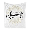 thumbnail image 1 of Hello Summer Soft Flannel Fleece Throw Blanket, Simplistic Hand Drawn Lettering Typography Holiday Party, Cozy Plush for Indoor and Outdoor Use, 50" x 60", Charcoal Grey White, by Ambesonne, 1 of 5