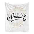thumbnail image 1 of Hello Summer Soft Flannel Fleece Throw Blanket, Simplistic Hand Drawn Lettering Typography Holiday Party, Cozy Plush for Indoor and Outdoor Use, 70" x 90", Charcoal Grey White, by Ambesonne, 1 of 5