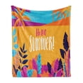 thumbnail image 1 of Hello Summer Soft Flannel Fleece Throw Blanket, Tropic Summer Beach Lettering Text Welcoming, Cozy Plush for Indoor and Outdoor Use, 50" x 70", Multicolor, by Ambesonne, 1 of 5