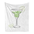 thumbnail image 1 of Hello Summer Soft Flannel Fleece Throw Blanket, Welcoming Summer Typography in Cocktail Glass with Limes, Cozy Plush for Indoor and Outdoor Use, 50" x 70", Lime Green Charcoal Grey, by Ambesonne, 1 of 5