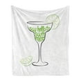 thumbnail image 1 of Hello Summer Soft Flannel Fleece Throw Blanket, Welcoming Summer Typography in Cocktail Glass with Limes, Cozy Plush for Indoor and Outdoor Use, 70" x 90", Lime Green Charcoal Grey, by Ambesonne, 1 of 5
