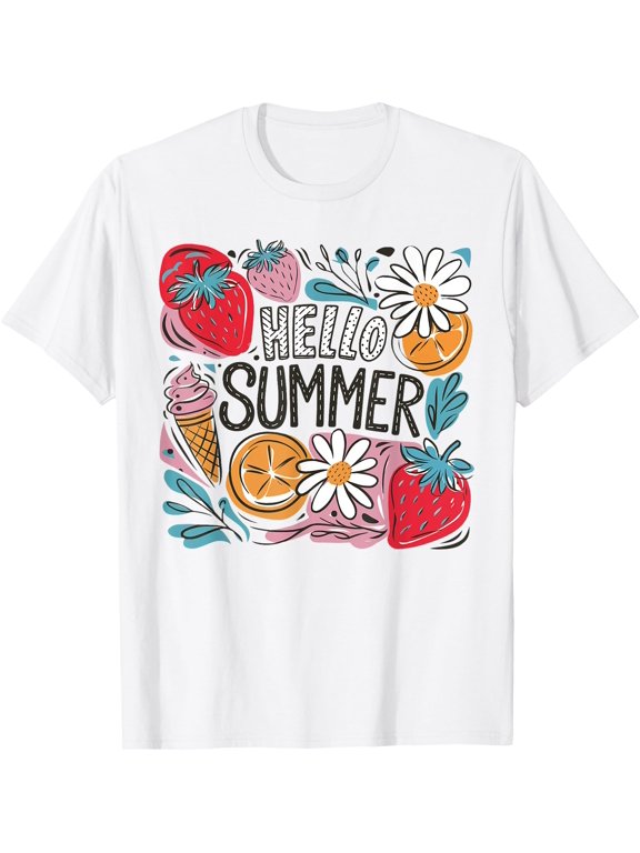 Hello Summer Strawberry Lemon Vacation Hawaii Beach T-Shirt