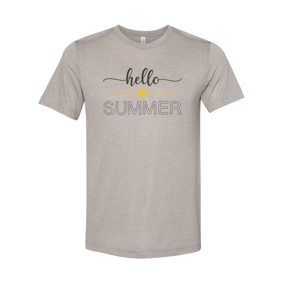 "Hello Summer, Summer T, Unisex, Soft Bella Canvas, Sublimation, Summer Apparel, Gift For Her, Seasons, Summer Shirt, I Love Summer, Summer, Heather Stone, XL"