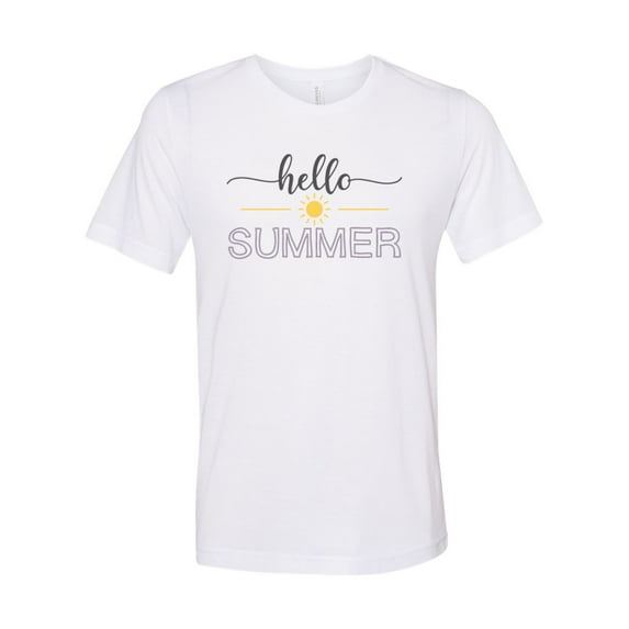 "Hello Summer, Summer T, Unisex, Soft Bella Canvas, Sublimation, Summer Apparel, Gift For Her, Seasons, Summer Shirt, I Love Summer, Summer, White, 2XL"