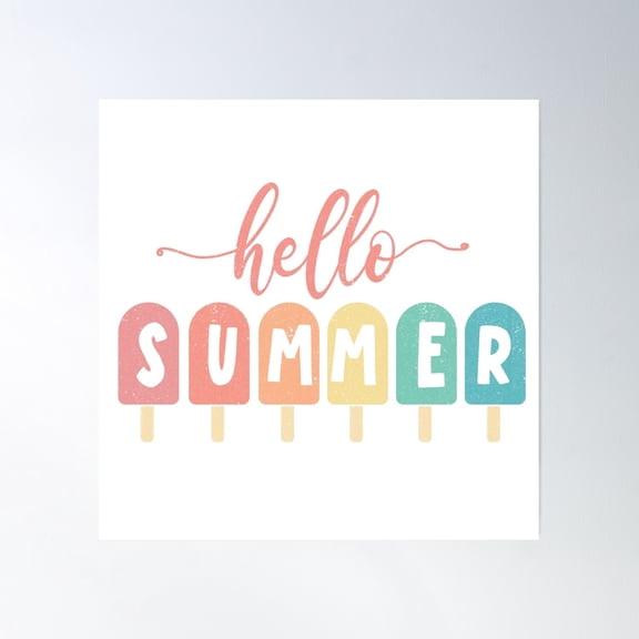 Hello Summer | Summer Vacation Loading Poster Wall Art, Modern Wall Decor, 16x16 UNFRAMED