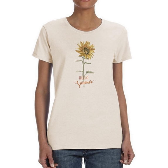 Hello Summer Sunflower T-Shirt Women -Jennifer Paxton Parker Designs, Female x-Large