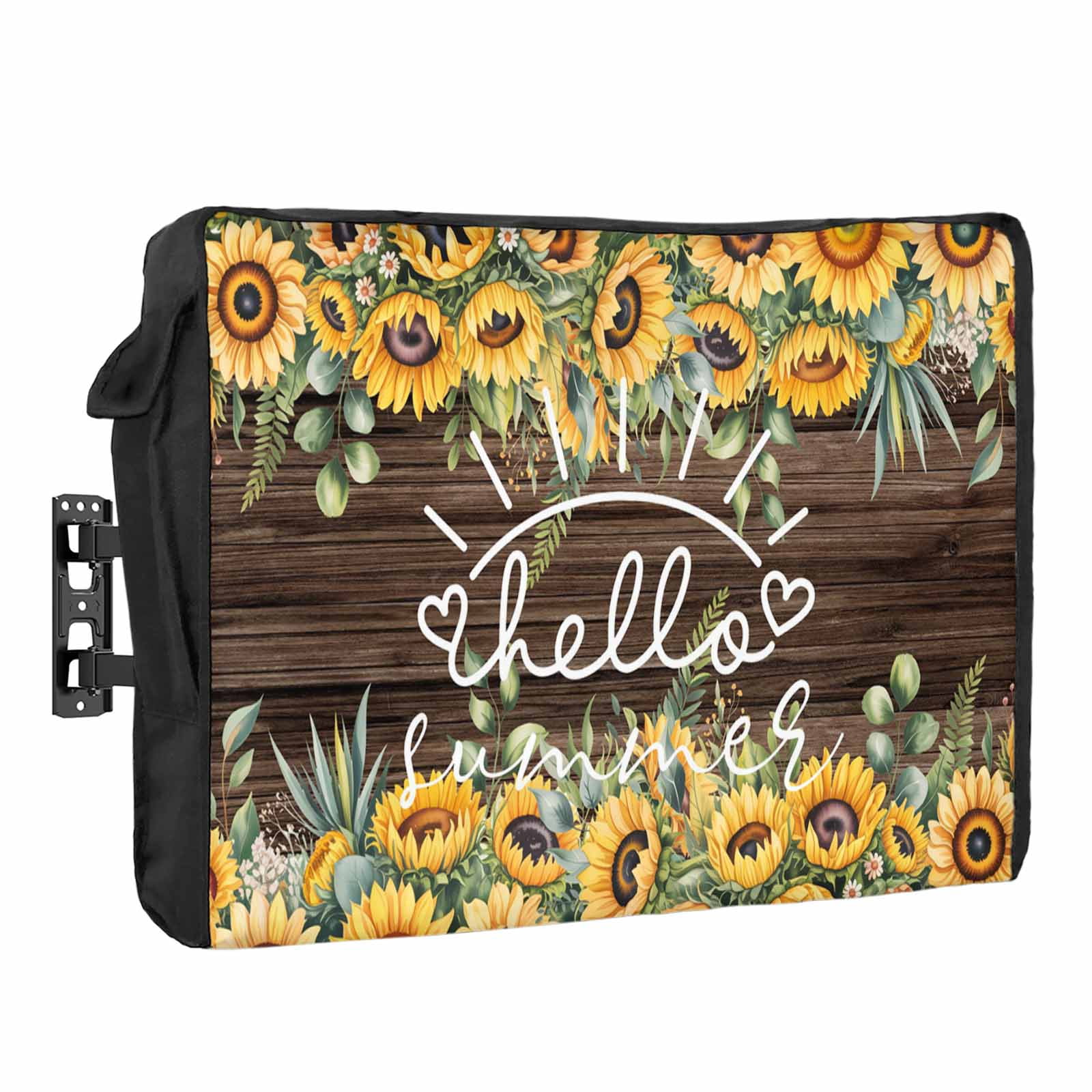 Hello Summer Sunflower Waterproof Outdoor TV Cover, Retro Watercolor ...