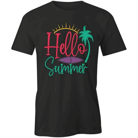 Hello Summer T-Shirt | Cool Summertime Black Tee Gift